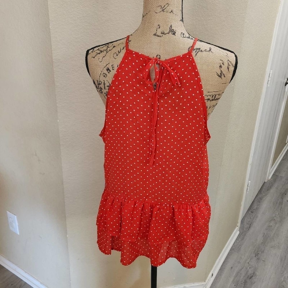 Lily White peplum tiered polka dot shirt size‎ XL NEW - Picture 2 of 7